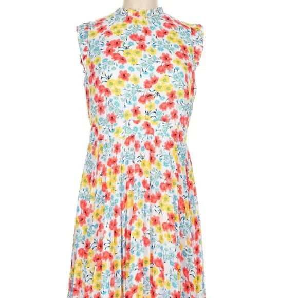 Ann Taylor Ruffle Sleeve Floral Dress Size 8 petite - Picture 3 of 5